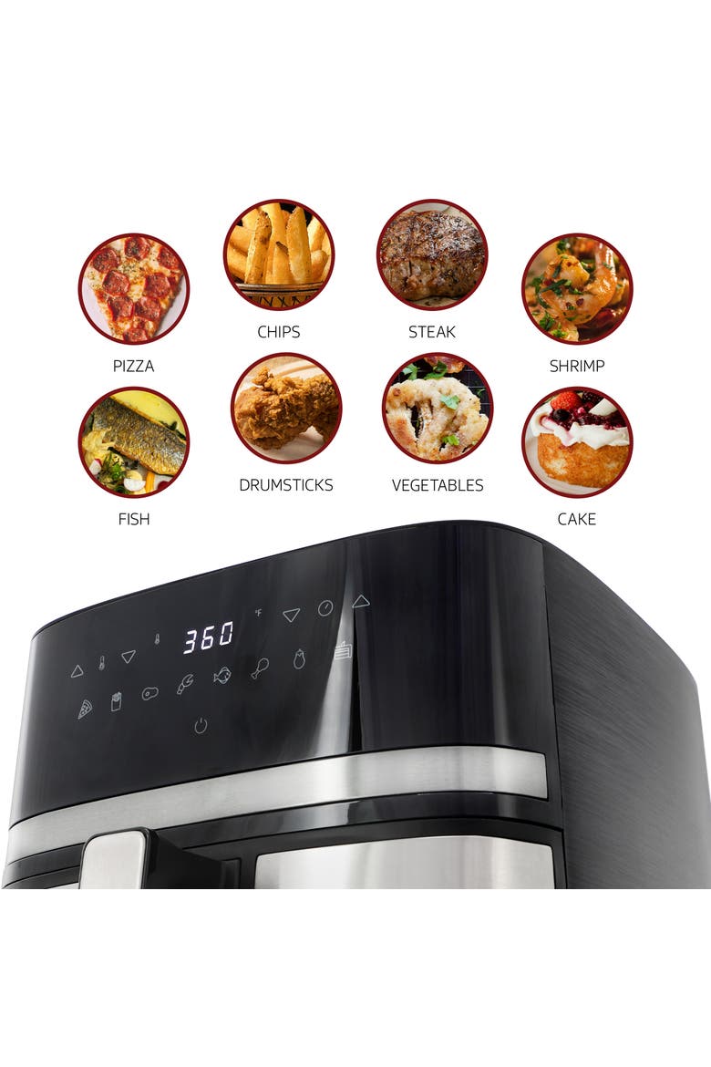 8.5 Quart Bundle Electric Air Fryer in Black and Stainless Steel with 125 Piece Paper Liners, Alternate, color, Black