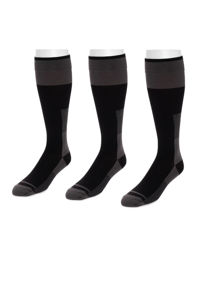 Men's Work Wear Tall Nylon Blend Compression Socks, 3 Pair Pack, Alternate, color, Black/Grey