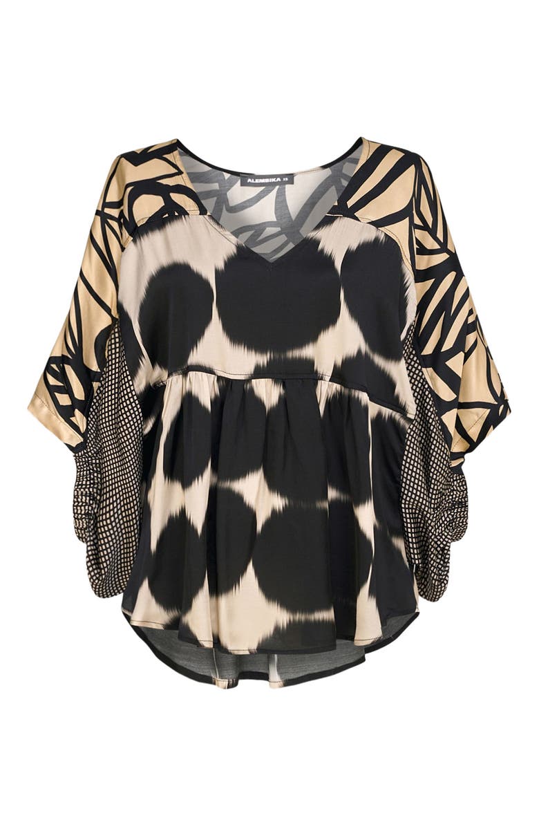 Alembika Serene mixed print V-neck blouse, Alternate, color, 
