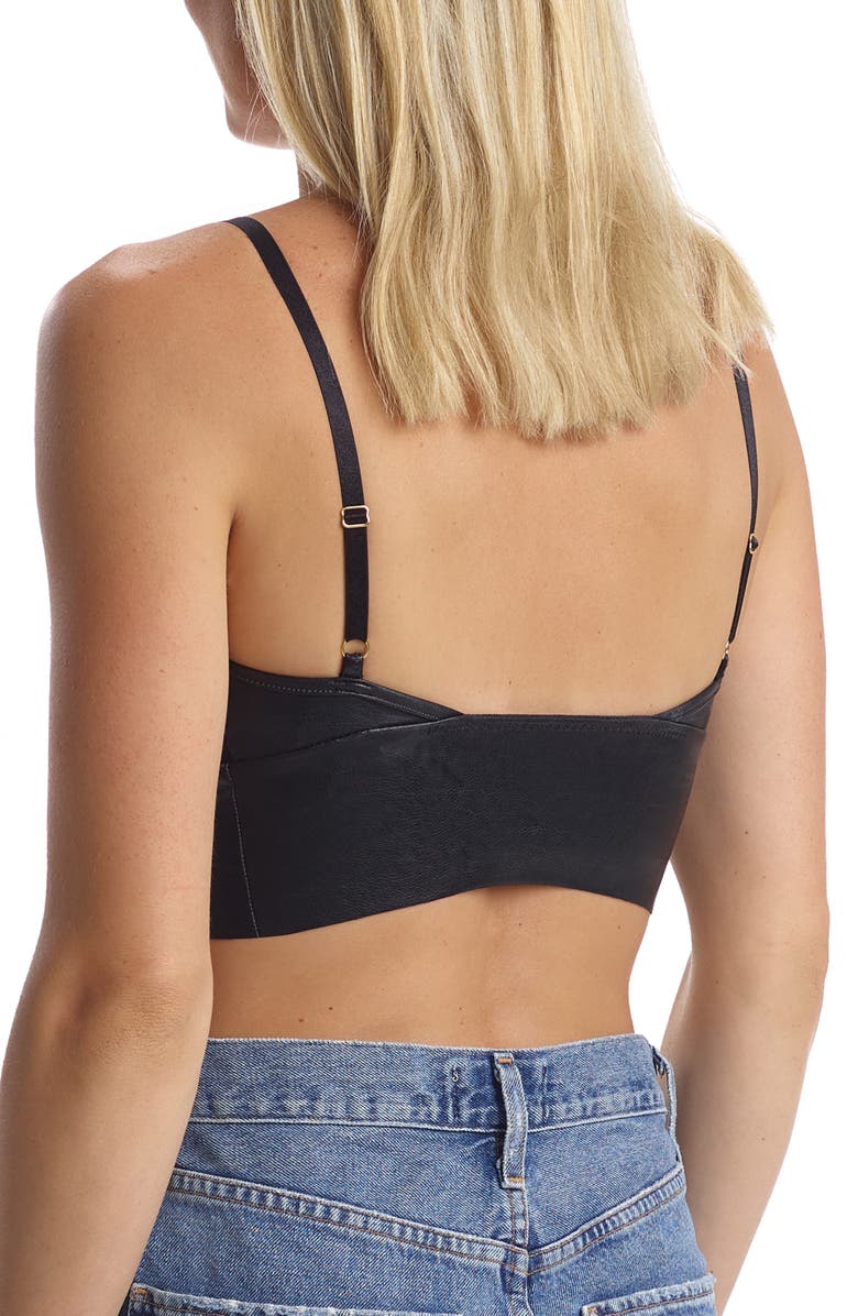 Commando Faux Leather Feather Bralette, Alternate, color, 