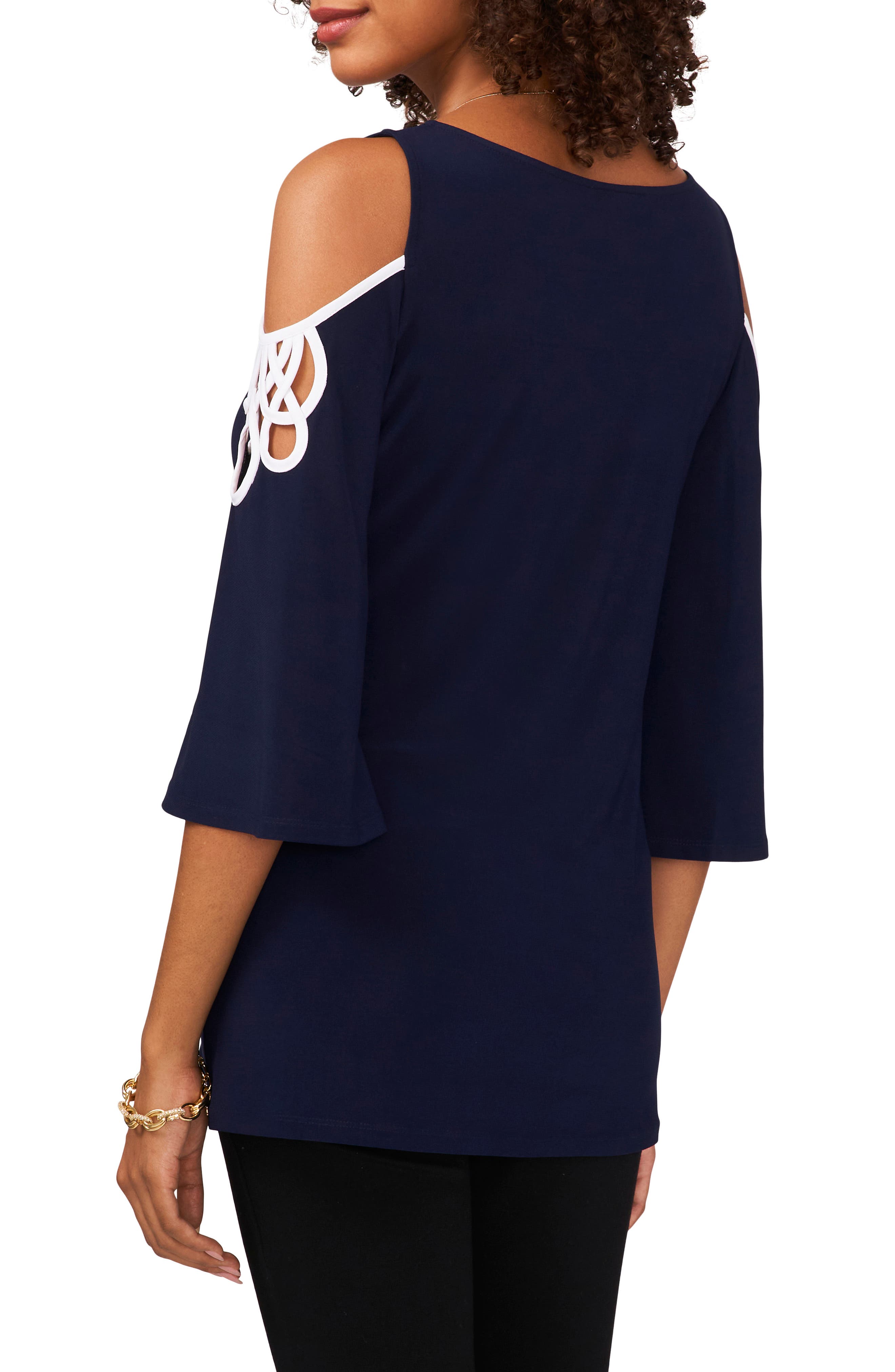 Cold Shoulder Three-Quarter Sleeve Blouse - image 2