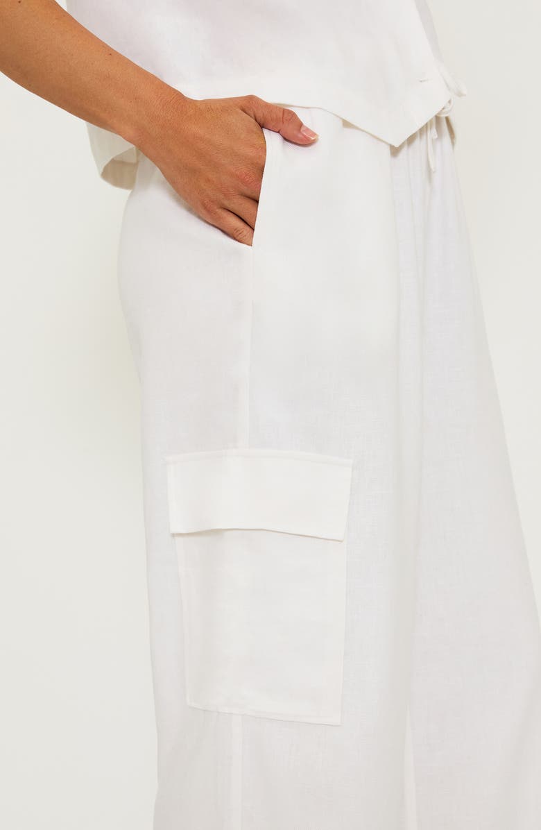 Beach Riot Amara Cover-Up Cargo Pants, Alternate, color, White Line