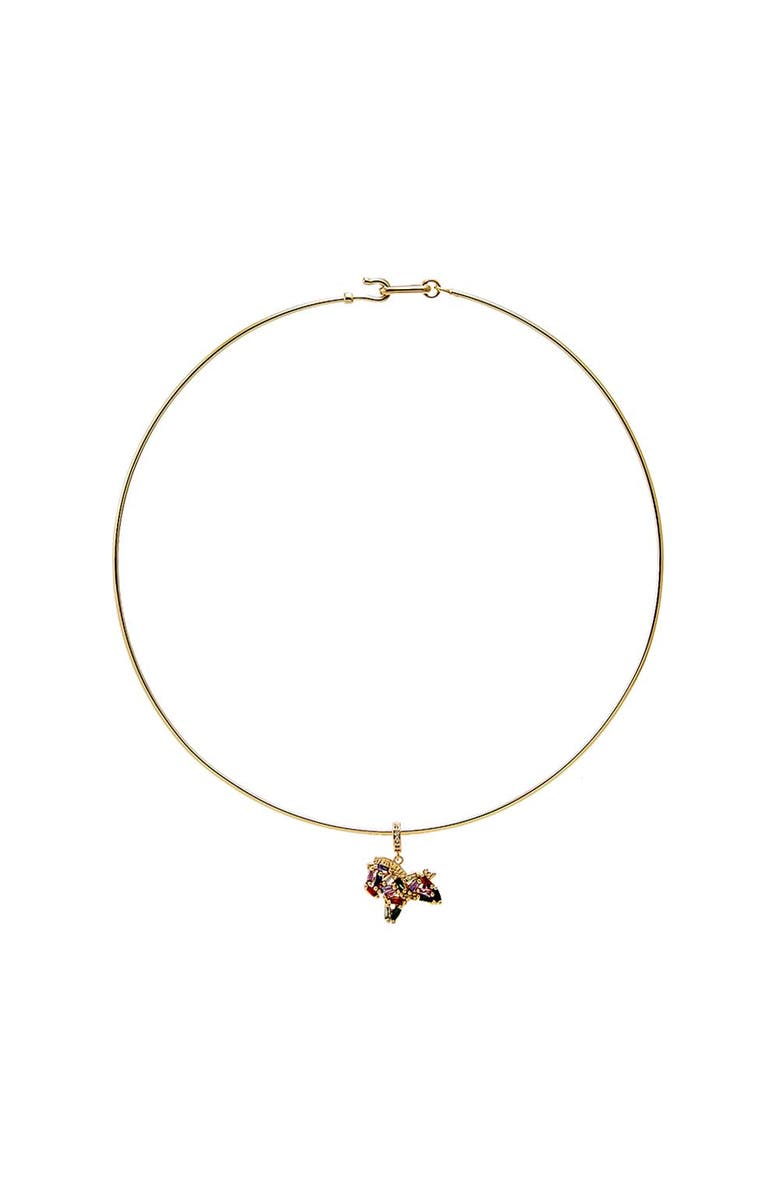 BY ADINA EDEN Multicolor CZ Horse Charm Thin Wire Choker Necklace, Main, color, Multi-Color