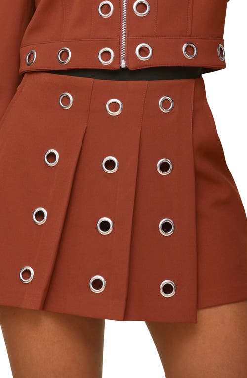Avec Les Filles Pleated Grommet Miniskort In Rust