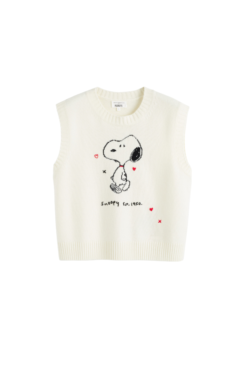 Chinti & Parker Wool Cashmere Snoopy Anniversary Tank, Alternate, color, Cream