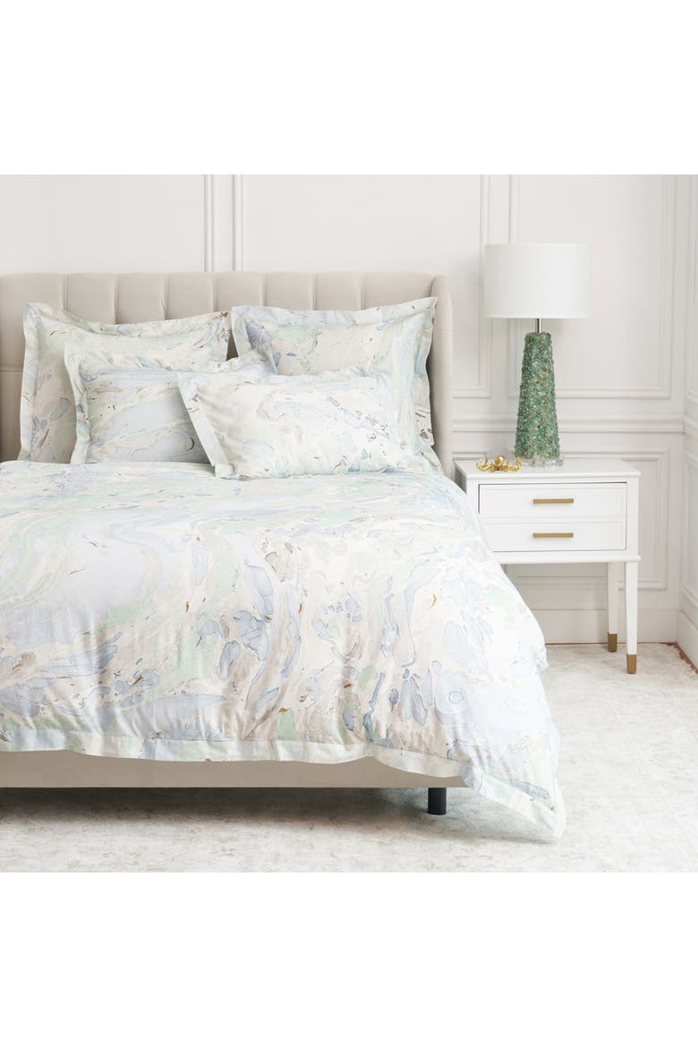 Marble Sea Glass Pillow Shams Collection, Main, color, Blue