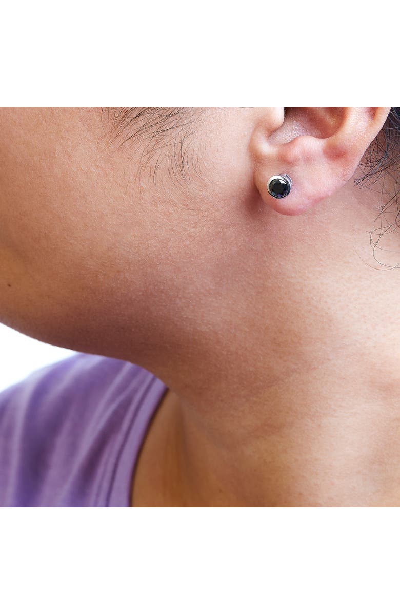 Haus of Brilliance 14K White Gold 2.00 Ct Black Diamond Bezel- Stud Earrings with Screw Backs, Alternate, color, White