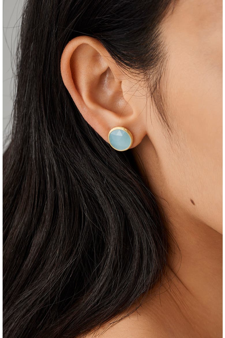 Jaipur 18k Gold Aquamarine Stud Earrings, Alternate, color, YELLOW GOLD/ AQUAMARINE