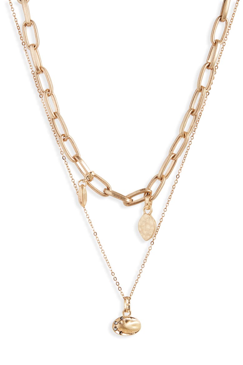Tier Chain Link Necklace, Main, color, BLACK DIAMOND- GOLD