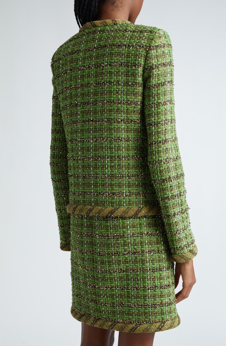 ST. JOHN Metallic Eyelash Tweed Jacket, Alternate, color, Cyms Cypress/Moss Multi