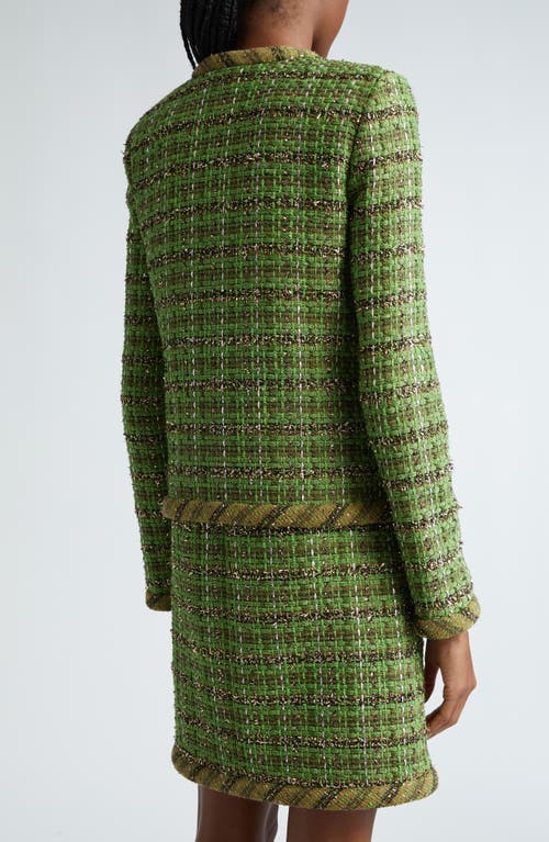 St John St. John Collection Metallic Eyelash Tweed Jacket In Green