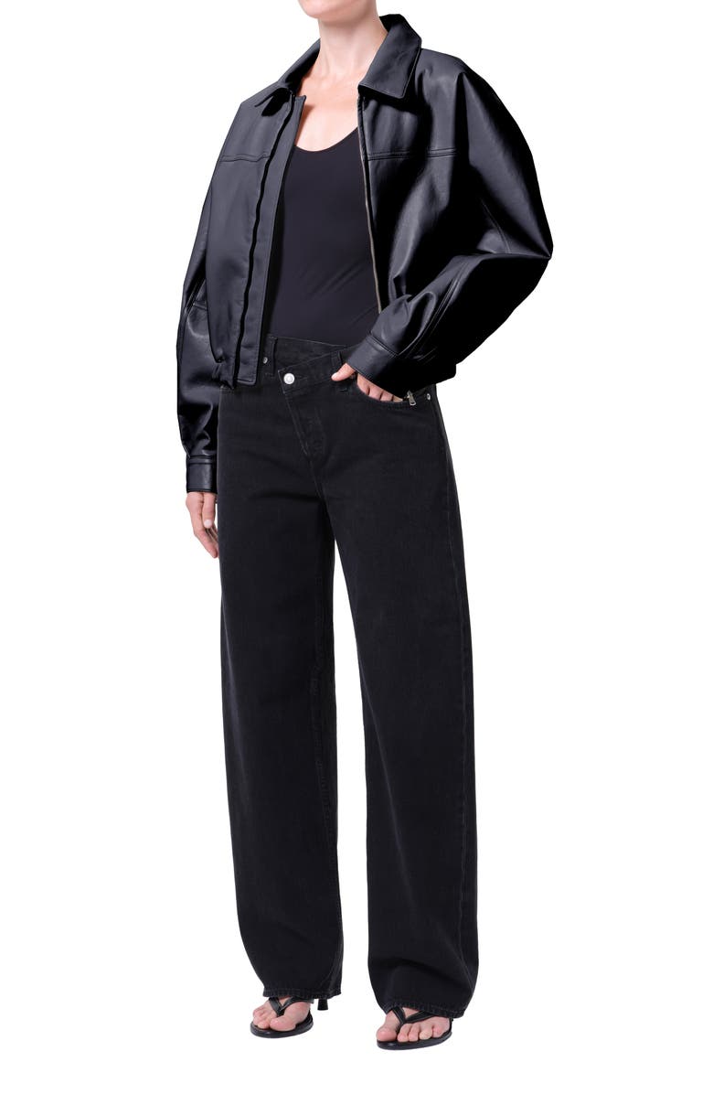 AGOLDE Dixon Recycled Leather Bomber Jacket, Alternate, color, Detox Black