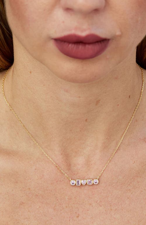 Savvy Cie Jewels Mixed Shape Cubic Zirconia Bar Pendant Necklace In Gold