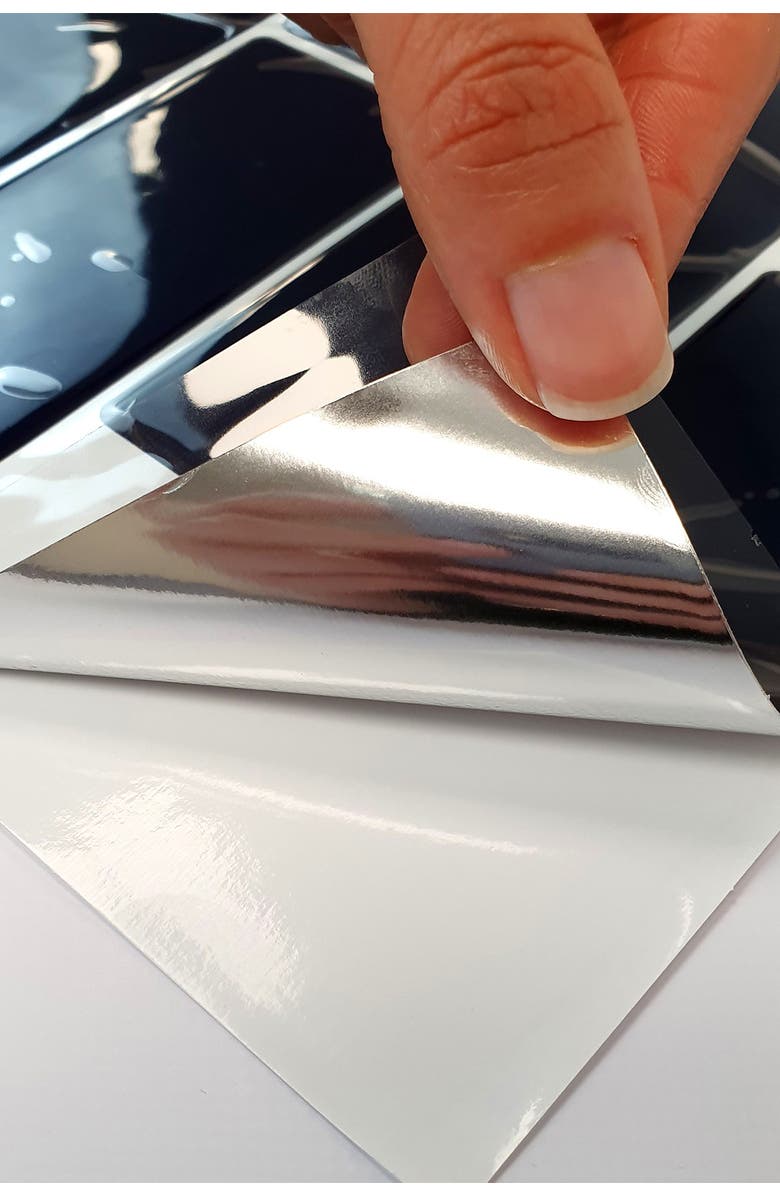 WALPLUS Deep Blue Glossy 3D Metro Sticker Tiles Contemporary Wall Splashbacks Mosaics, Alternate, color, 