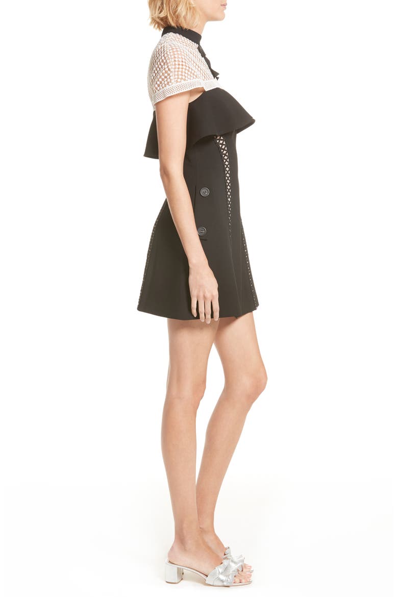 Bow Detail Minidress, Alternate, color, BLACK/ WHITE