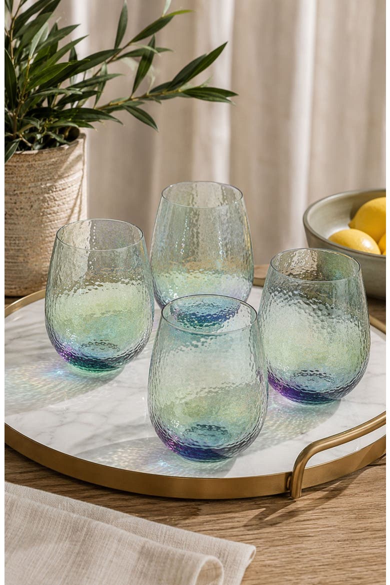 Apertivo Set of 4 Stemless Glasses, Alternate, color, BLUE