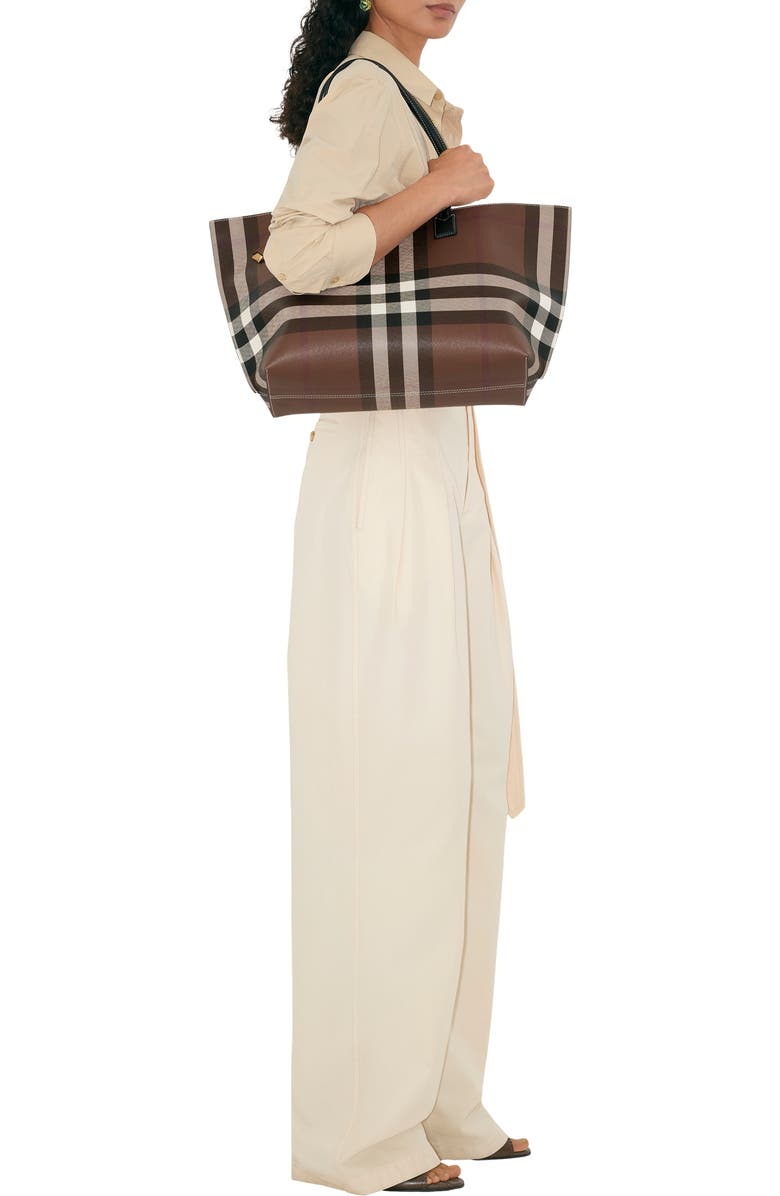 Burberry Medium Check Tote, Alternate, color, Dark Birch Brown