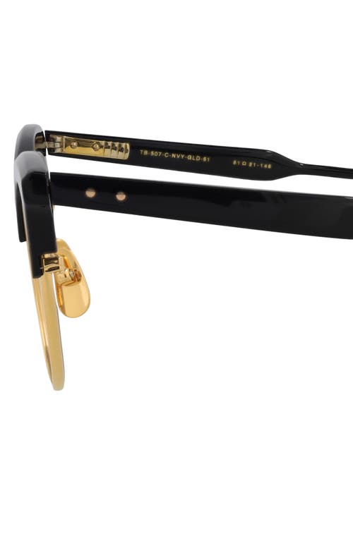Shop Thom Browne Novelty 51mm Cat Eye Optical Glasses In Navy Gold