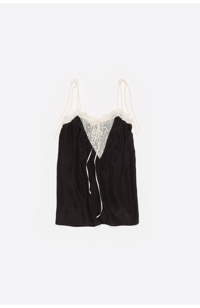 Bimba y Lola Silk Lace Vest Top, Alternate, color, Black