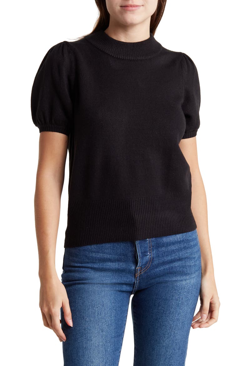 Babysoft Puff Sleeve Sweater, Main, color, BLACK