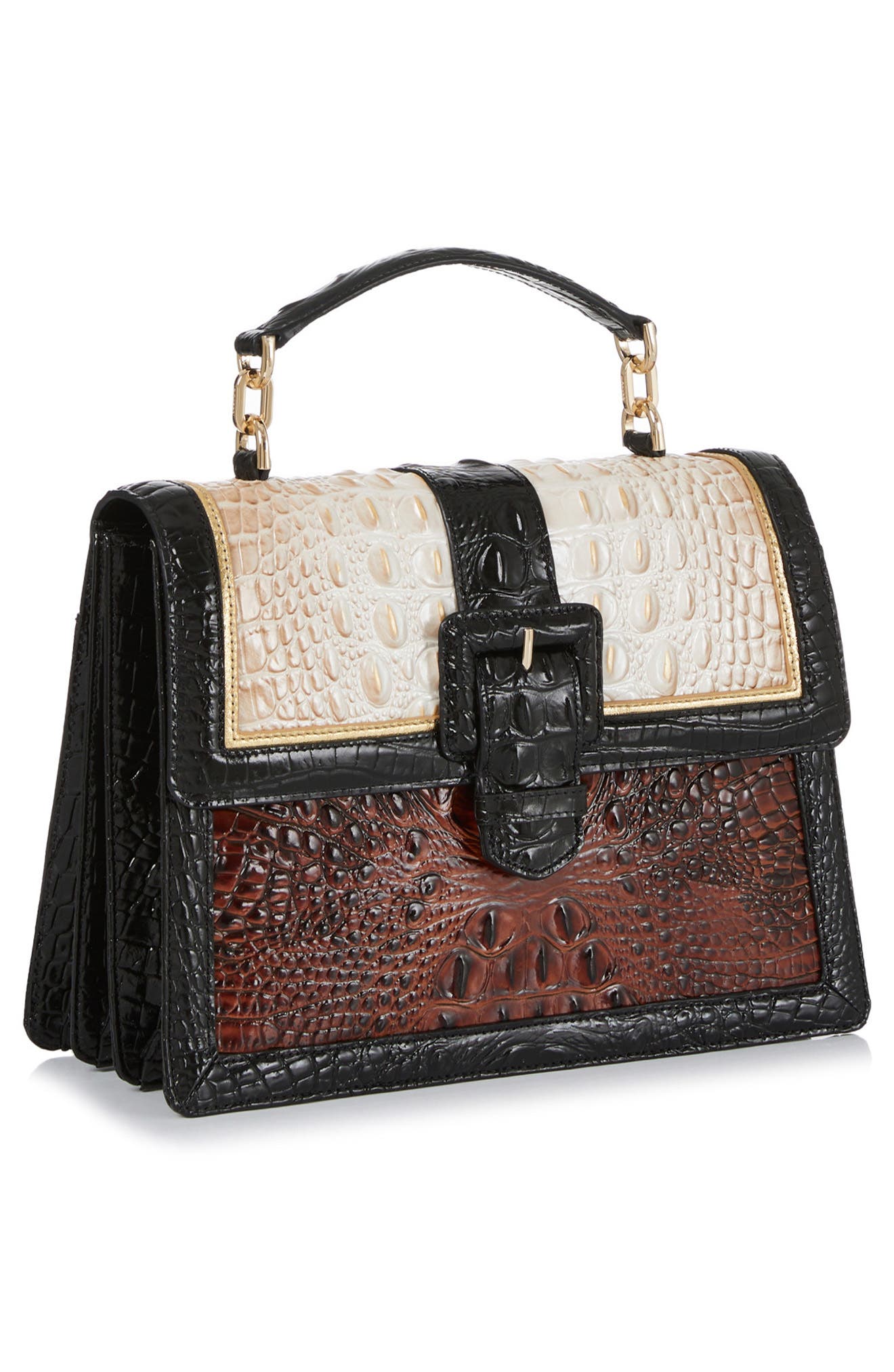 Brahmin Hallie Croc Embossed Leather Top Handle Bag, Alternate, color, 