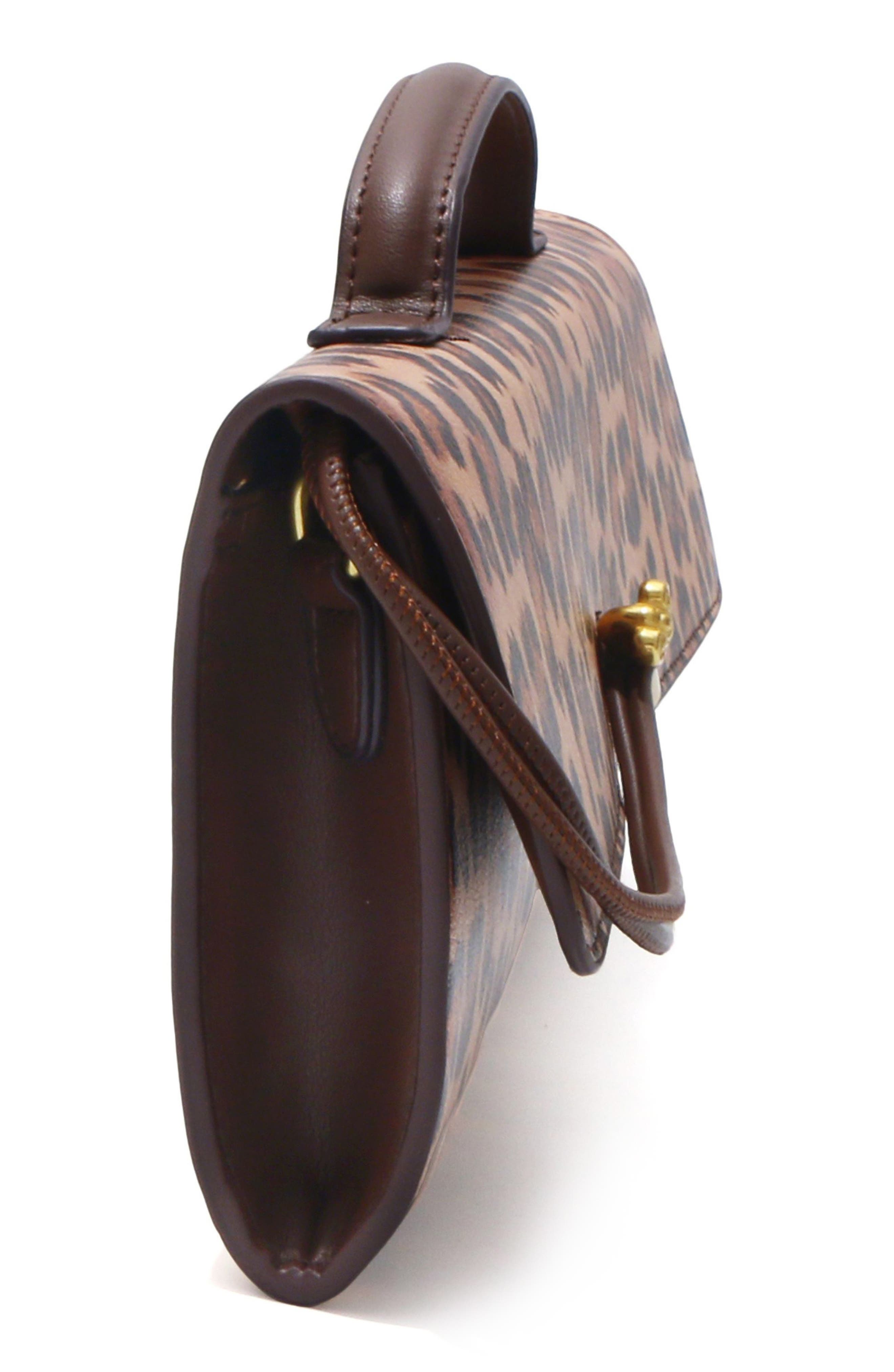 Leopard Print Faux Leather Envelope Bag, Alternate, color, BROWN