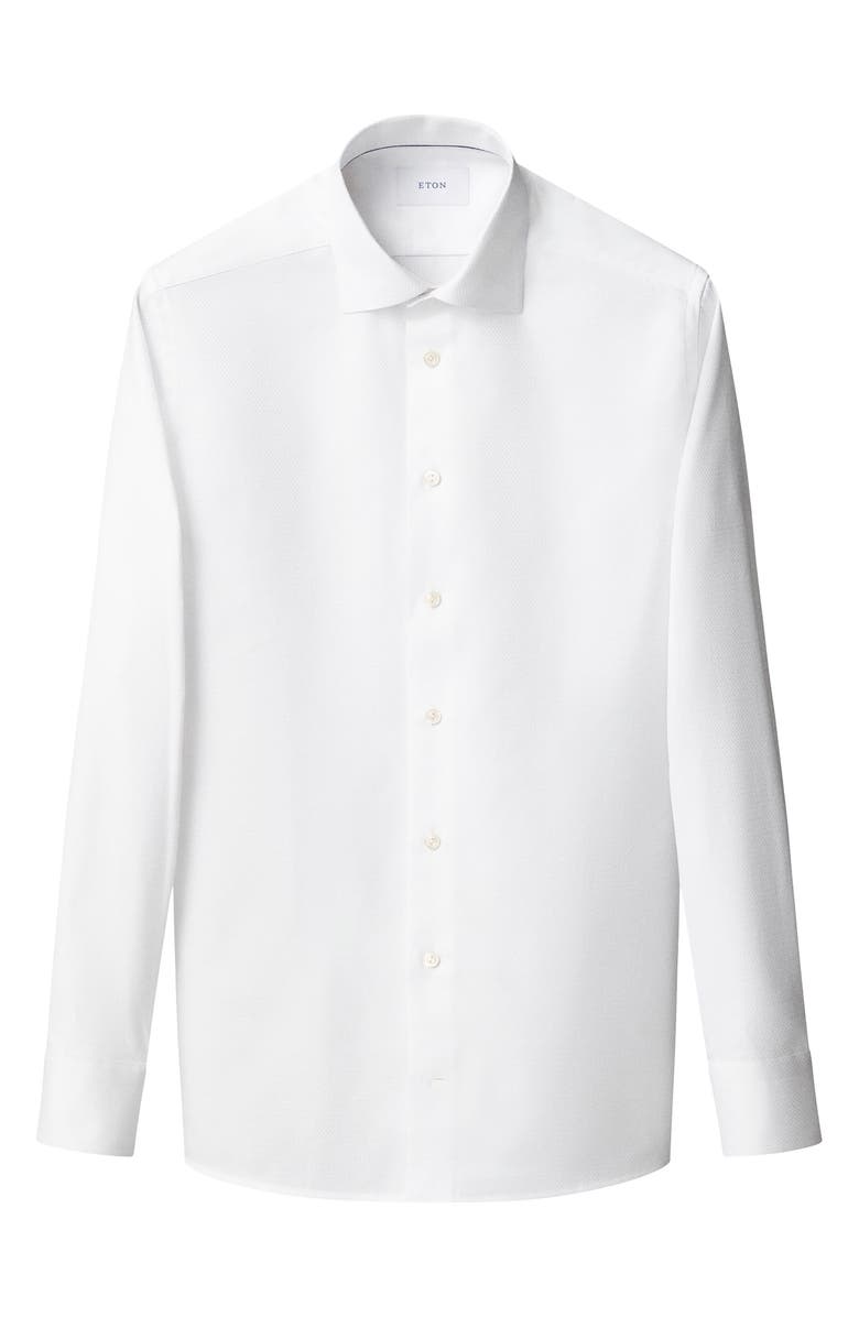 Eton Slim Fit Cotton Dobby Dress Shirt, Alternate, color, White