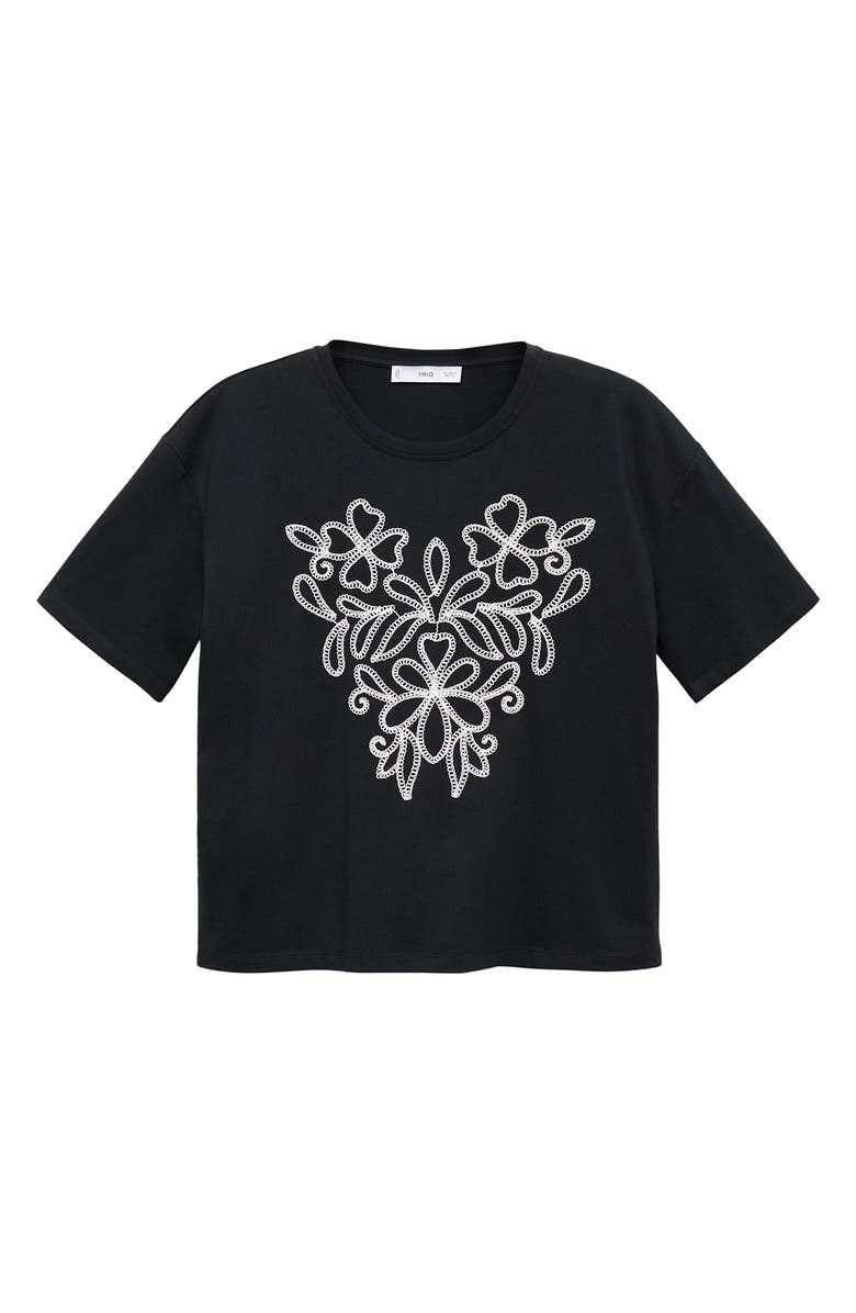 MANGO Floral Embroidered Cotton T-Shirt, Main, color, 