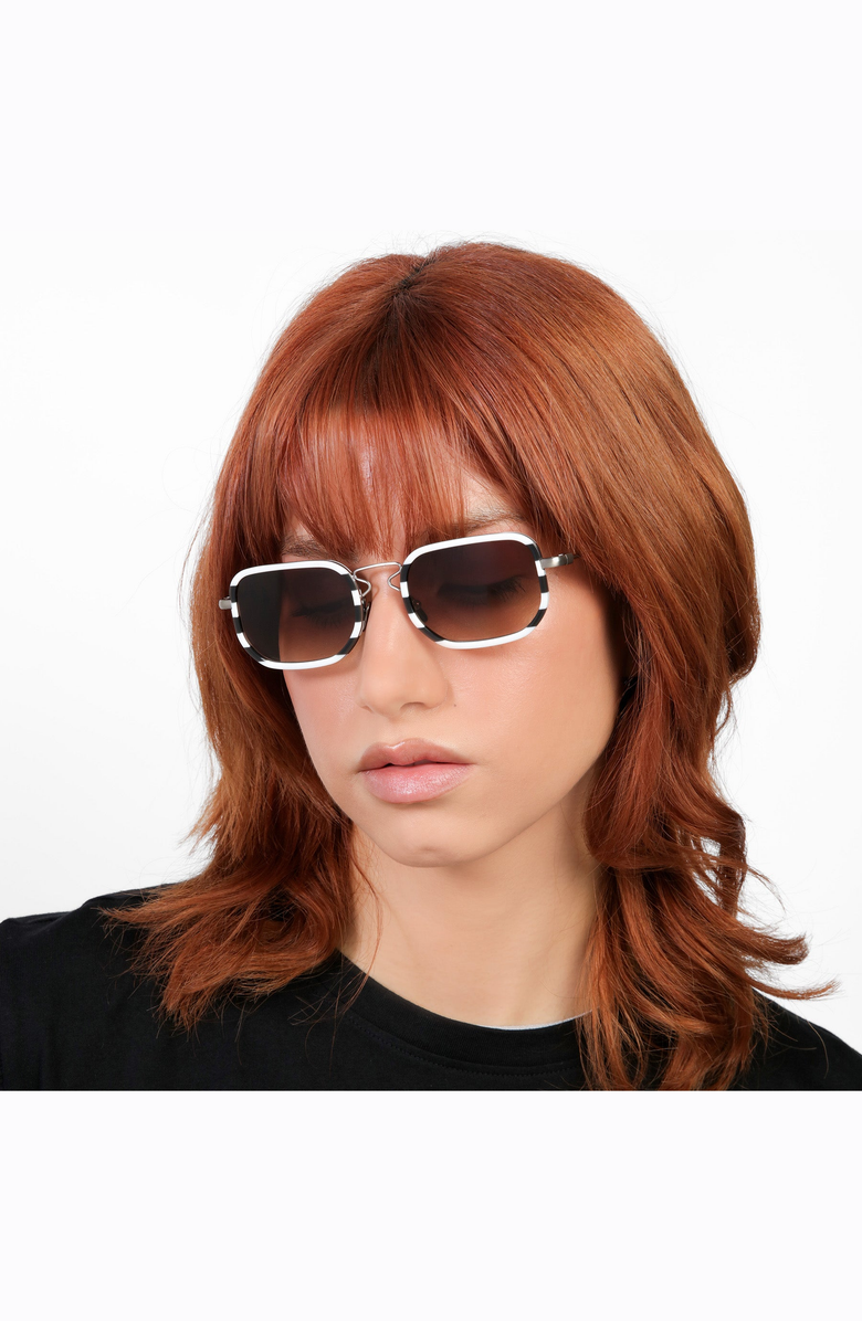 Lyndon Eyewear Venetian Sunglasses, Alternate, color, Black White / Brown