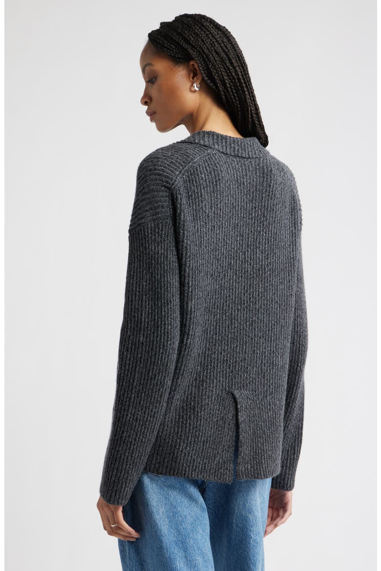 Rib Wool & Cashmere Cardigan, Alternate, color, BLACK-GREY MARL