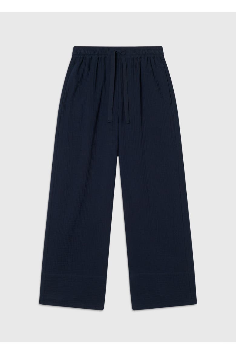 100% Cotton Wide Leg Trousers, Alternate, color, Navy