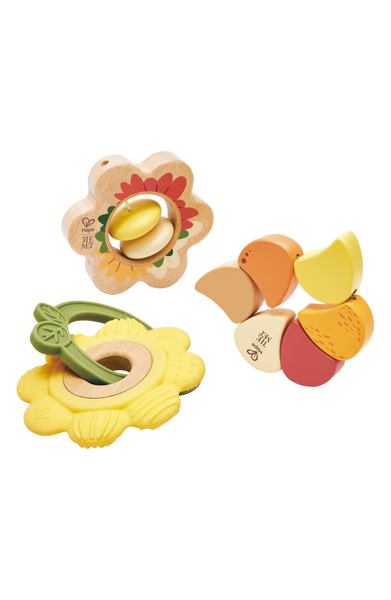 Hape Artful Flowers Rattle Trio, Main, color, 
