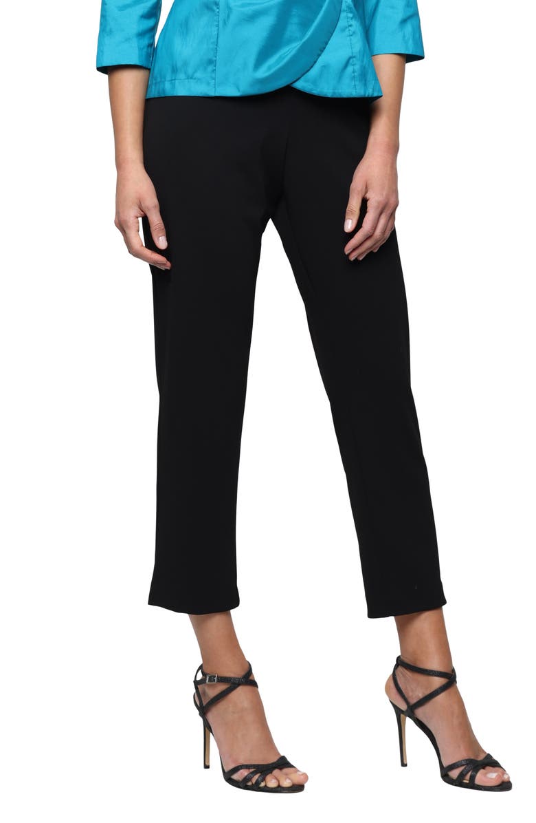 Alex Evenings Stretch Crepe Slim Leg Pants, Main, color, Black