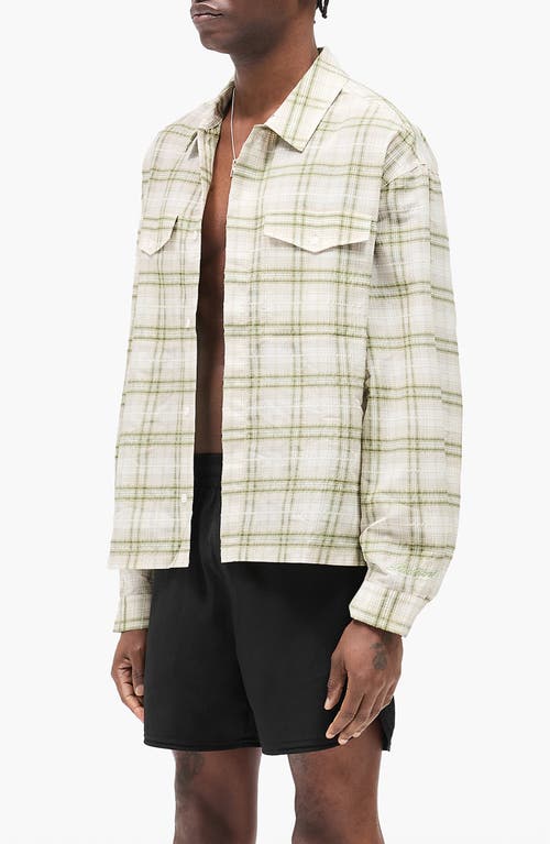 Represent Plaid Texture Sheer Flannel Button-up Shirt In Green