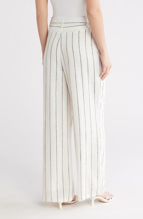 Love By Design April High Waist Wide Leg Pants In Gardenia/black Stripe