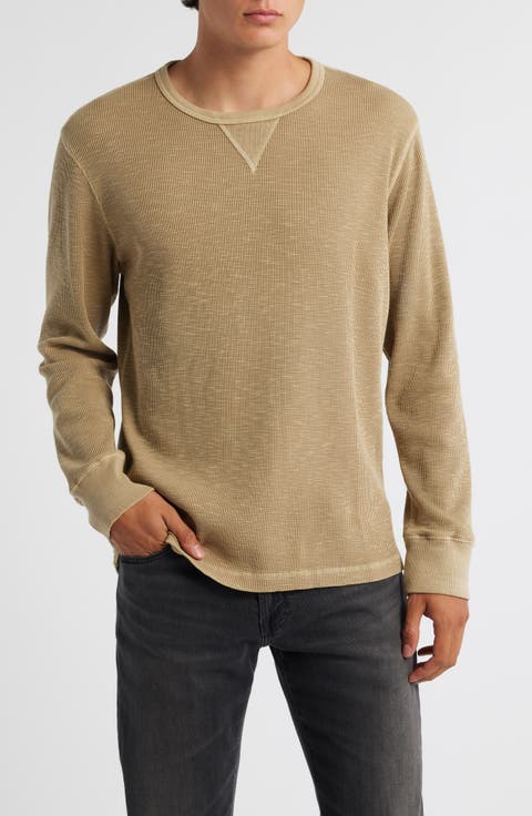 Thermal Waffle Slub Knit Long Sleeve T-Shirt