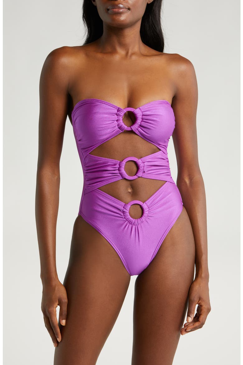 Bliss Ring Cutout One-Piece Swimsuit, Main, color, SHINNY BERRY