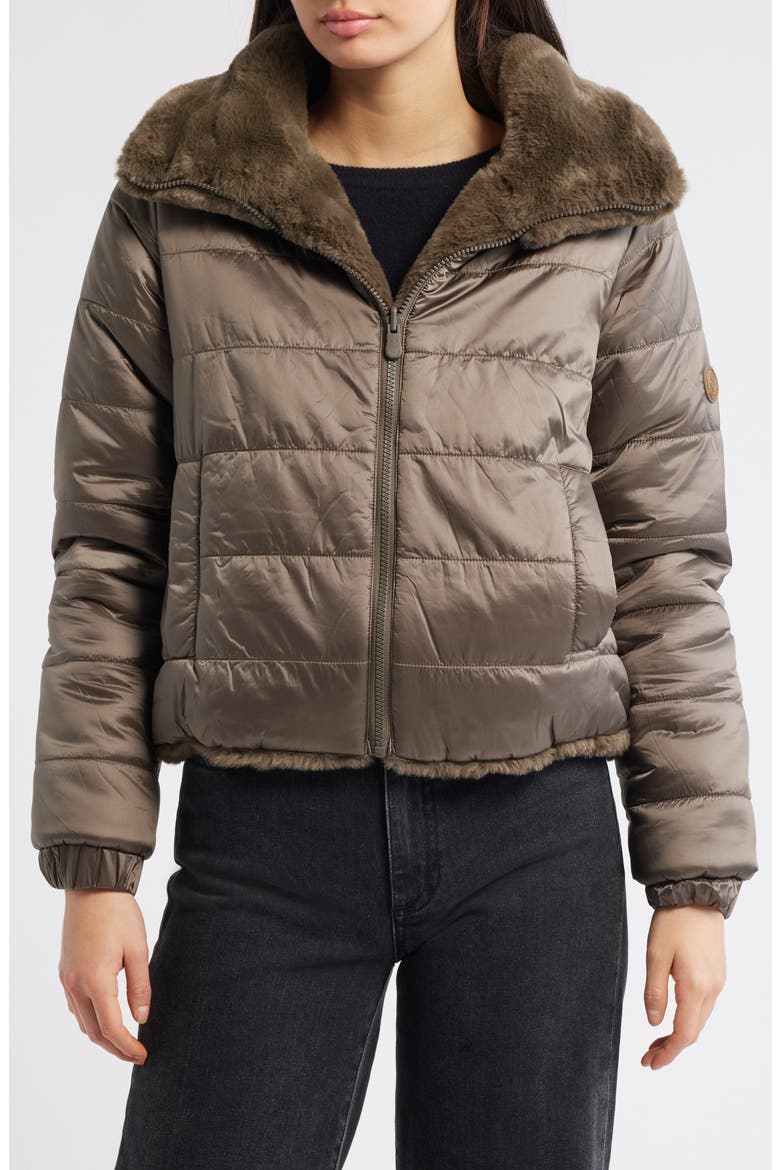 Jeon Water Repellent Reversible Faux Fur Jacket, Alternate, color, MUD