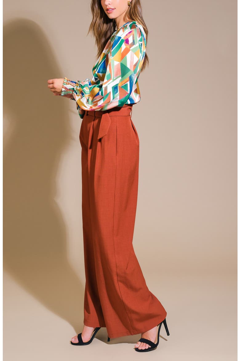 Geometric Print Long Sleeve Top, Alternate, color, SAGE MUSTARD