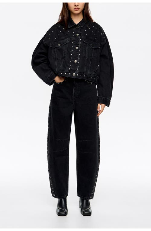 Bimba Y Lola Studded Denim Jacket In Black