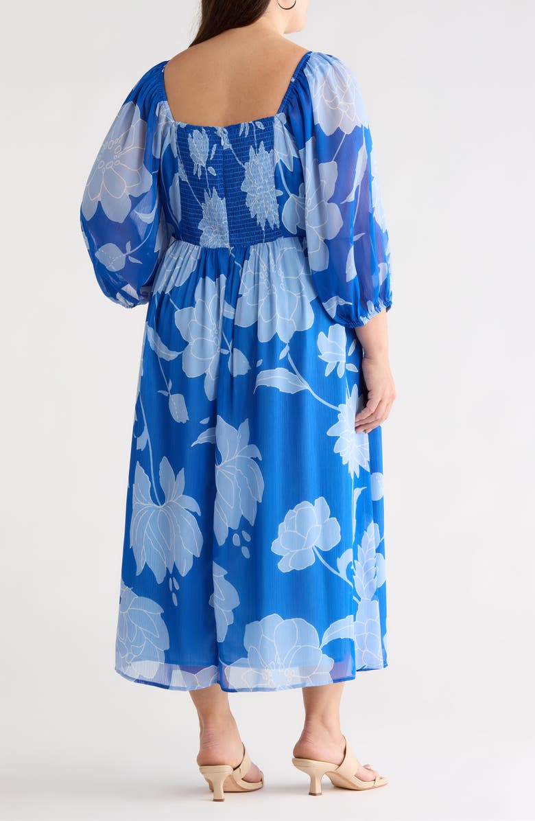 SUGARLIPS Seabloom Floral Amaretto Puff Long Sleeve Dress, Alternate, color, Cobalt-Blue
