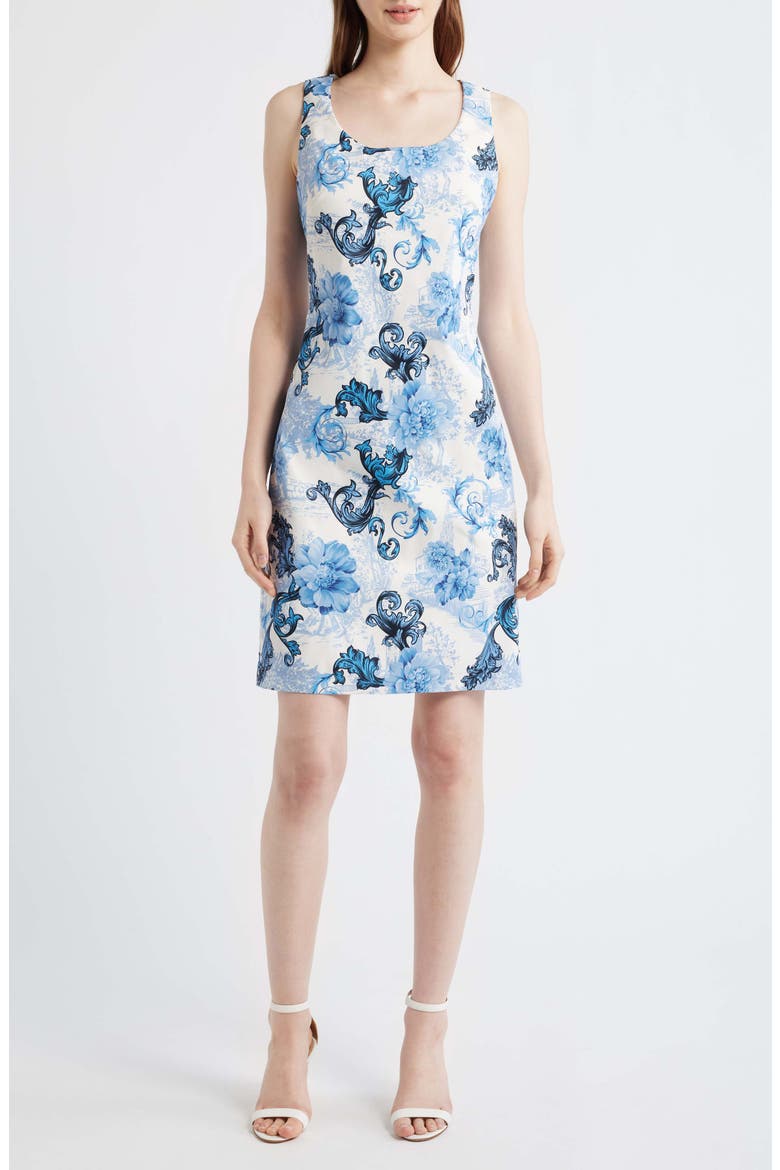 Print Sleeveless Dress, Main, color, IVORY PERI