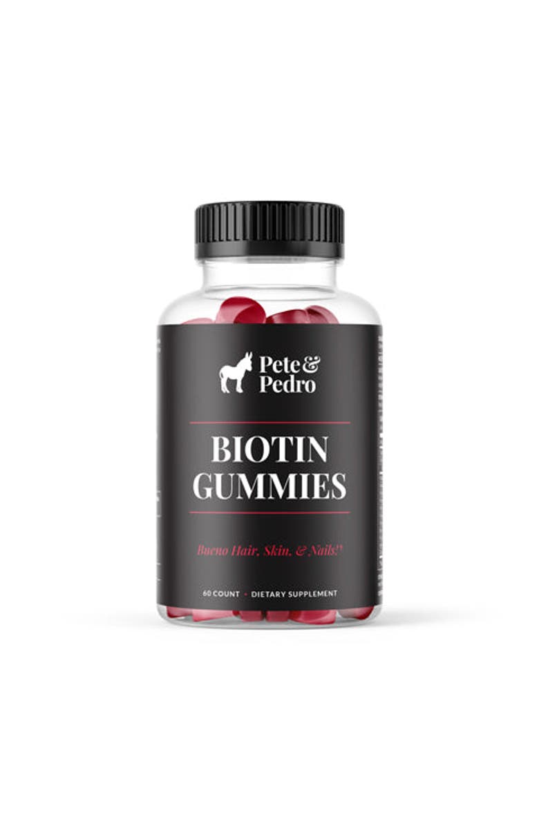 Pete & Pedro BIOTIN Gummies Daily Supplement For Hair, Skin, & Nails, 60 Count, Main, color, NO COLOR