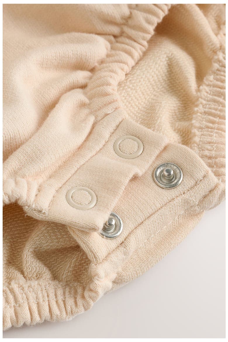 Check Cotton Sweatshirt Bodysuit & Overalls Set, Alternate, color, TAN