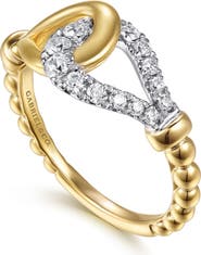 Gabriel & Co. Bujukan Strides Stirrup Two-Tone 14K Gold & Diamond Ring