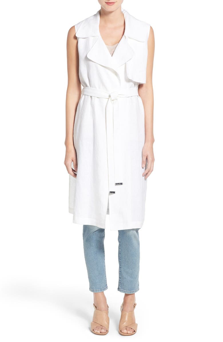 Vince Camuto Belted Sleeveless Linen Duster, Main, color,