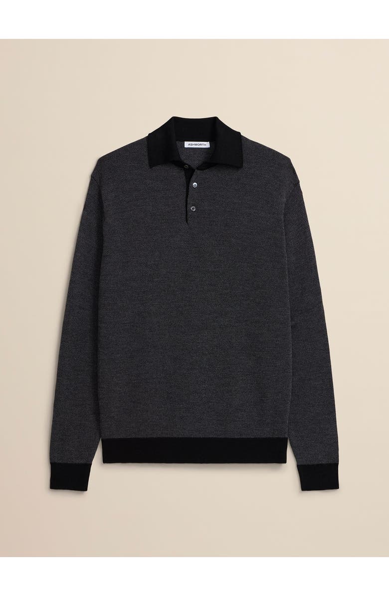 ASHWORTH GOLF Extrafine Merino Birdseye Polo, Main, color, Black