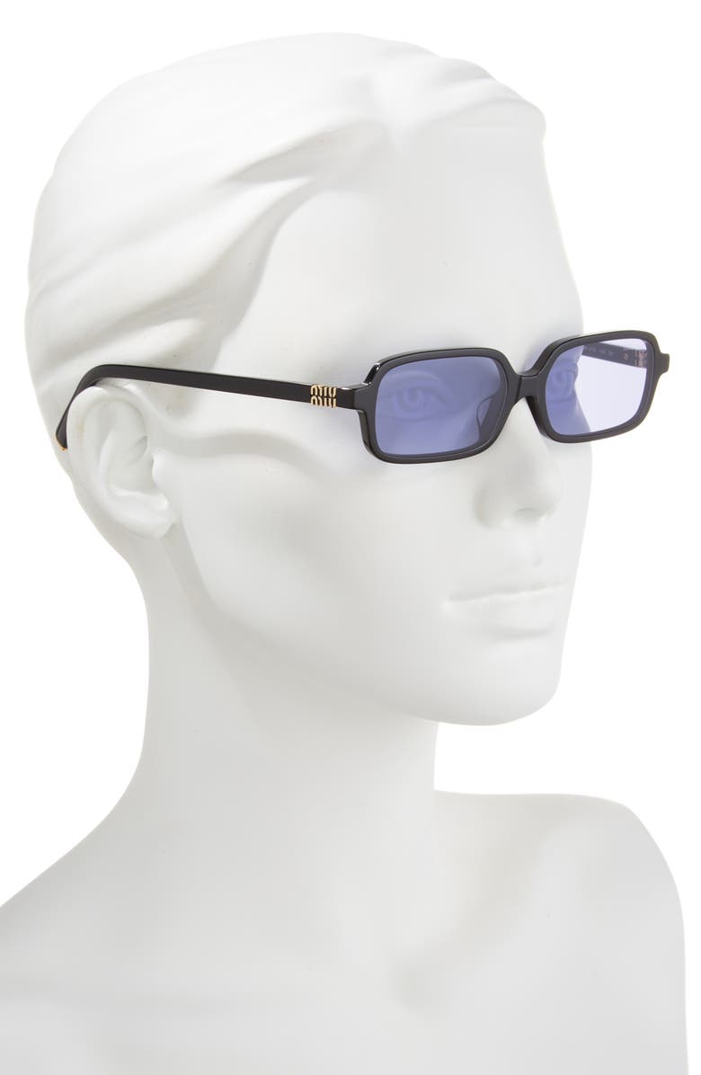 Miu Miu 52mm Rectangular Sunglasses, Alternate, color, Black/ Violet