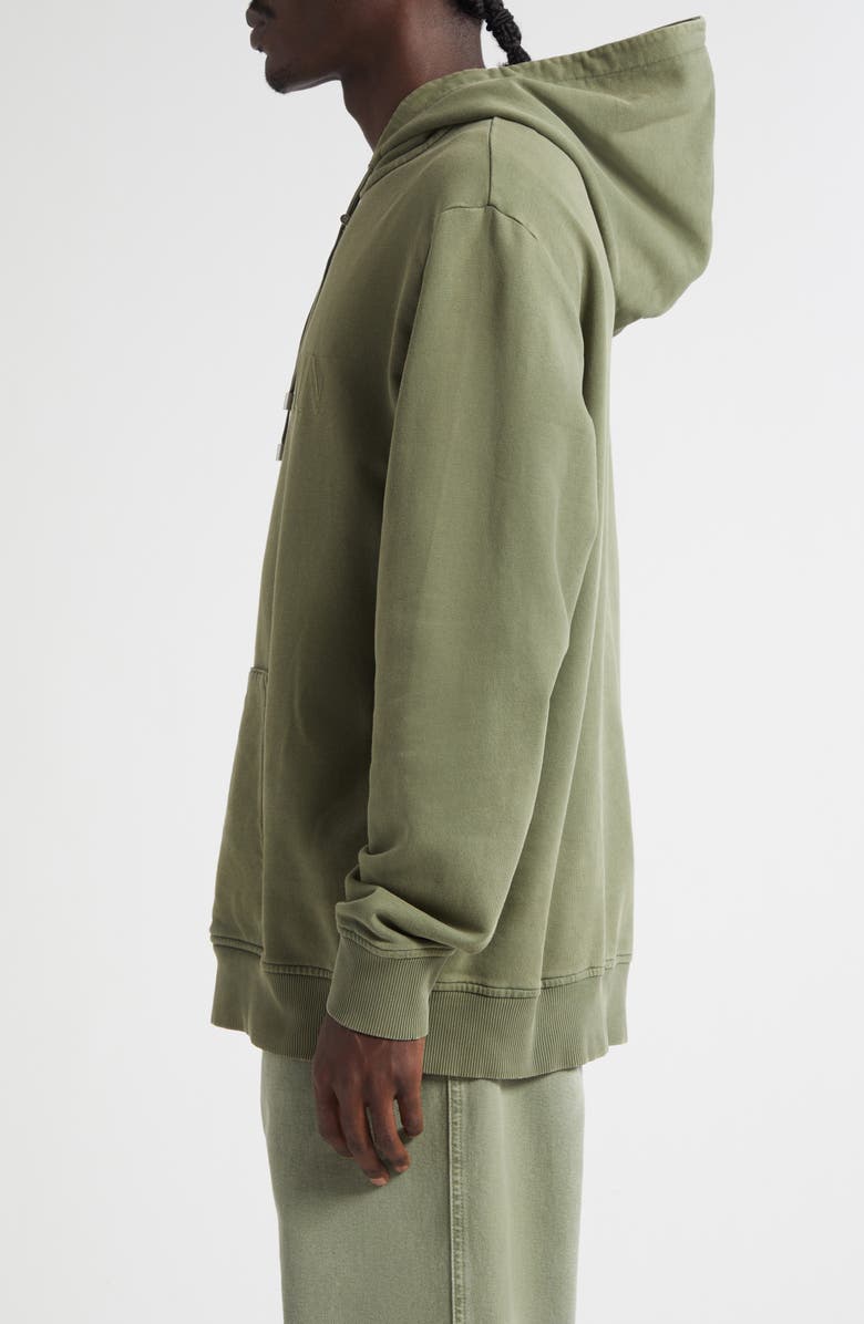 Balmain Oversize Vintage Emblem Cotton Hoodie, Alternate, color, Uia Kaki/ Kaki