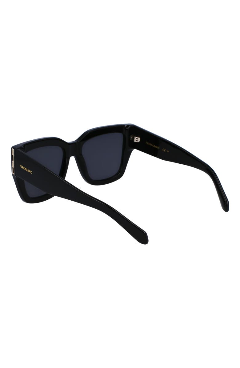 FERRAGAMO Gancini 55mm Modified Rectangular Sunglasses, Alternate, color, Black